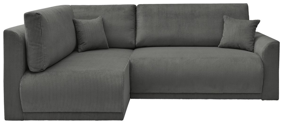 Rohová sedačka KIM L160, obojstr.,tmavosivý menčester - čierna/tmavosivá, Modern, drevo/textil (233/160cm)