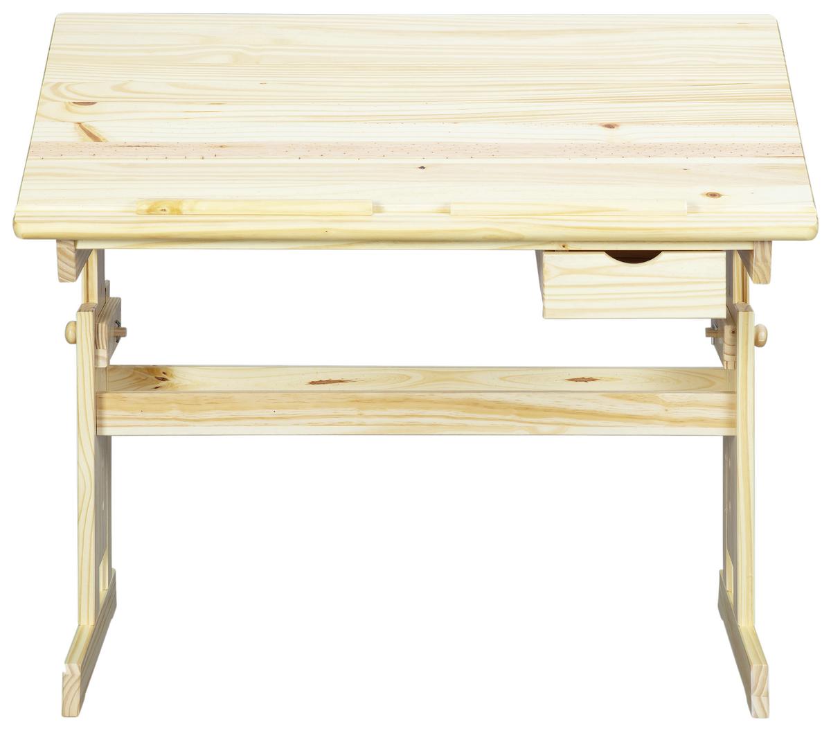 Jugendschreibtisch Massiv B 109cm H 63-96cm Julia Kiefer - Kieferfarben, Basics, Holz (109/55/63-96cm) - MID.YOU