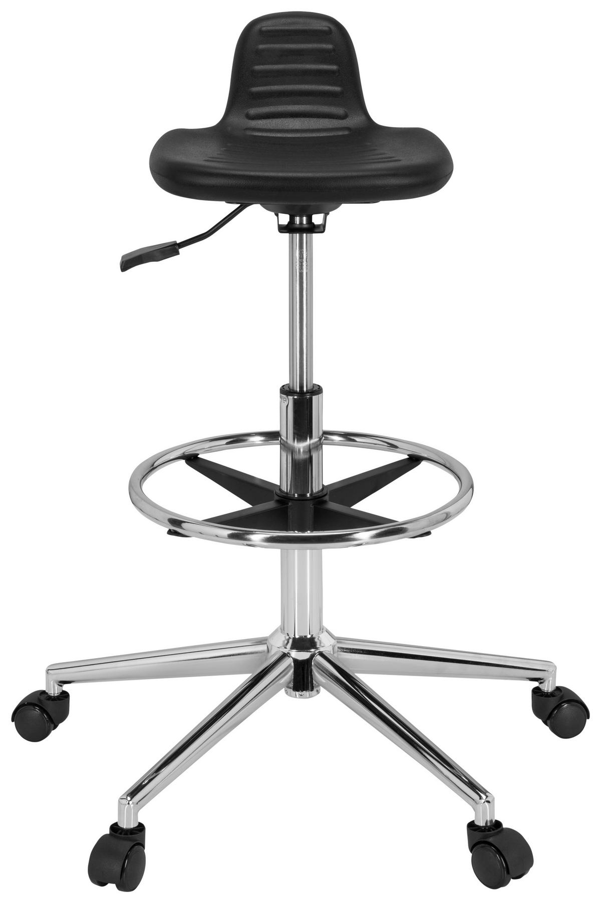 Bürohocker Top Work 03 Schwarz Bis 100 Kg - Silberfarben/Schwarz, Basics, Kunststoff/Metall (40/61/60cm) - MID.YOU