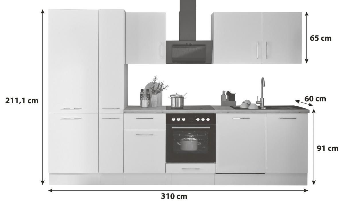Küchenblock Turin Schwarz/Eiche Dekor B: 310 cm - Schwarz/Eiche Artisan, Basics, Holzwerkstoff (310cm) - P & B