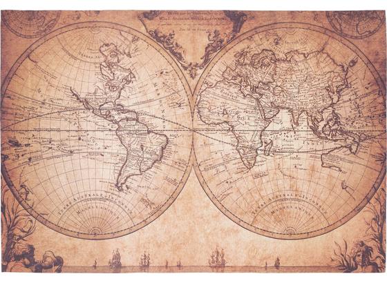 Koberec Tkaný Na Plocho World Map - hnědá/béžová, Romantický / Rustikální, textil (120/180cm) - Mömax modern living Koberec Tkaný Na Plocho World Map - hnědá/béžová, Romantický / Rustikální, textil (120/180cm) - Mömax modern living
