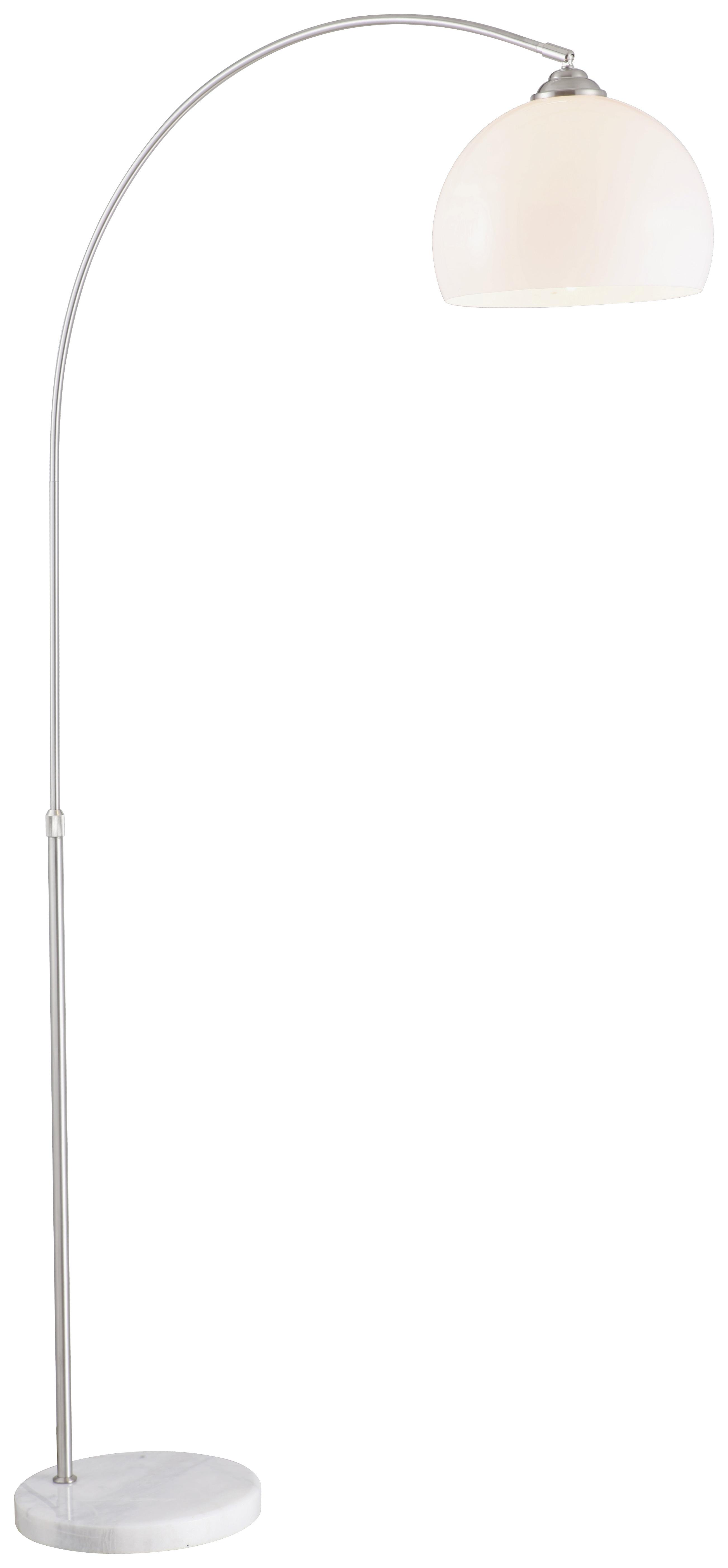 Stojací Lampa Raman V:141-196cm, 40 Watt - bílá/barvy niklu, Moderní, kov/plast (30/141-196cm) - Modern Living