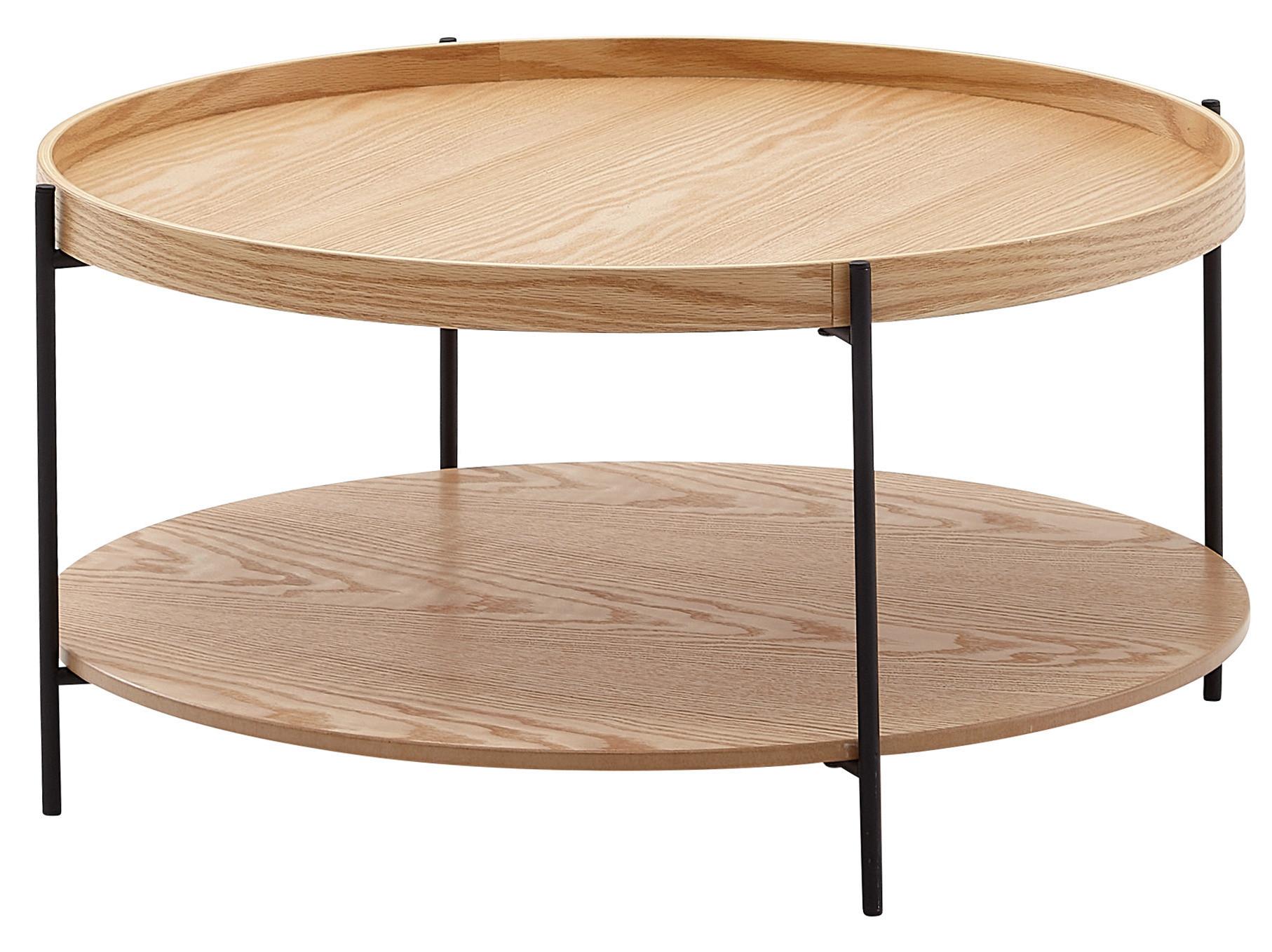 Konferenčný stolík hnedý - hnedá/čierna, Modern, kov/kompozitné drevo (78/78/40cm) - MID.YOU