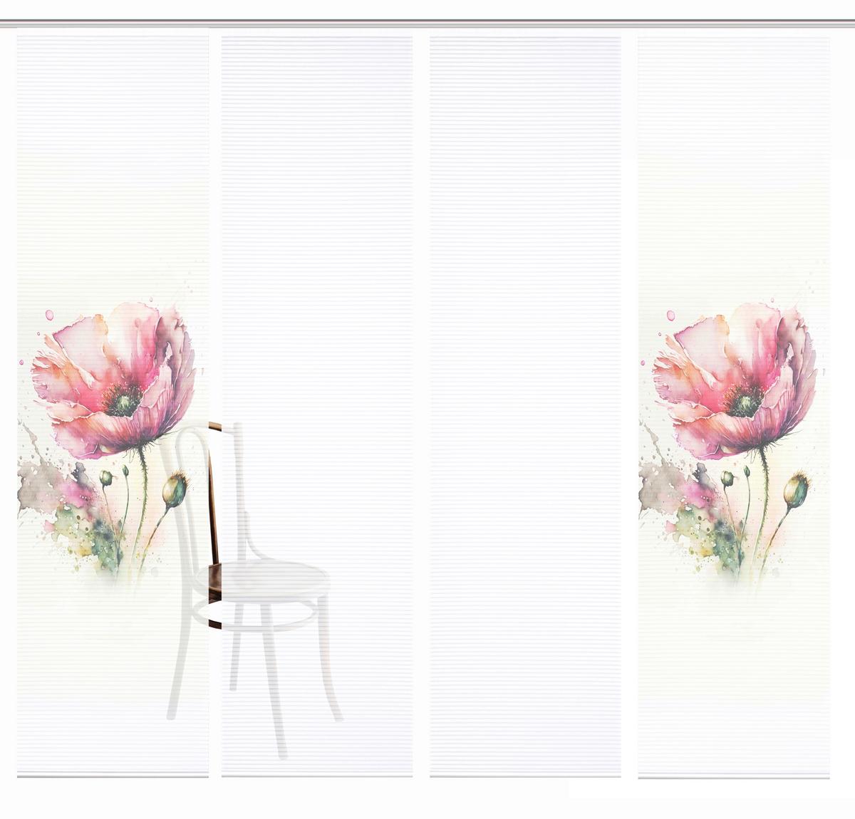 Flächenvorhang Meliora 4er Set - Rosa/Weiß, Natur, Textil (60/245cm)