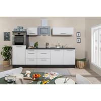 Küchenzeile mit Geräten 280 cm Weiß Hochglanz/Eiche Grau - Eichefarben/Weiß, Basics, Holzwerkstoff (280cm) - Respekta