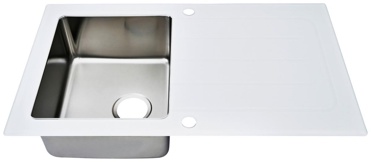 Spüle Respekta Edelstahl Bxt: 86x50 Cm - Weiß, Trend, Glas/Metall (86/21/50cm) - Respekta