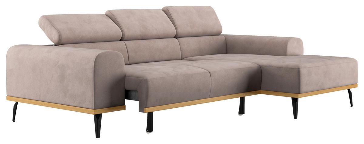 Ecksofa Sandfarben Mit Sitzvorzug S: 244x157 Cm - Sandfarben/Schwarz, KONVENTIONELL, Textil (244/157cm) - Cotta