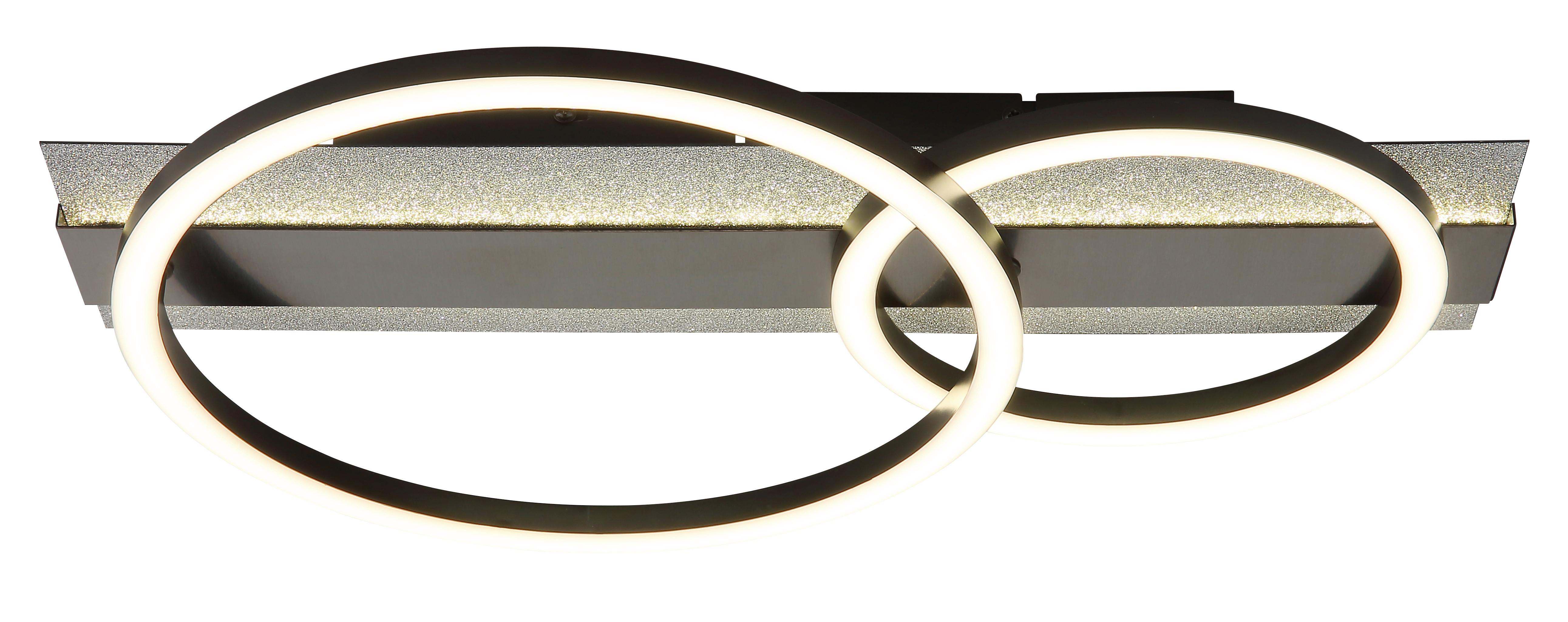 LED-Deckenleuchte 4000k, 30w - Silberfarben/Schwarzchrom, Design, Kunststoff/Metall (48,2/30/8,8cm) - Globo