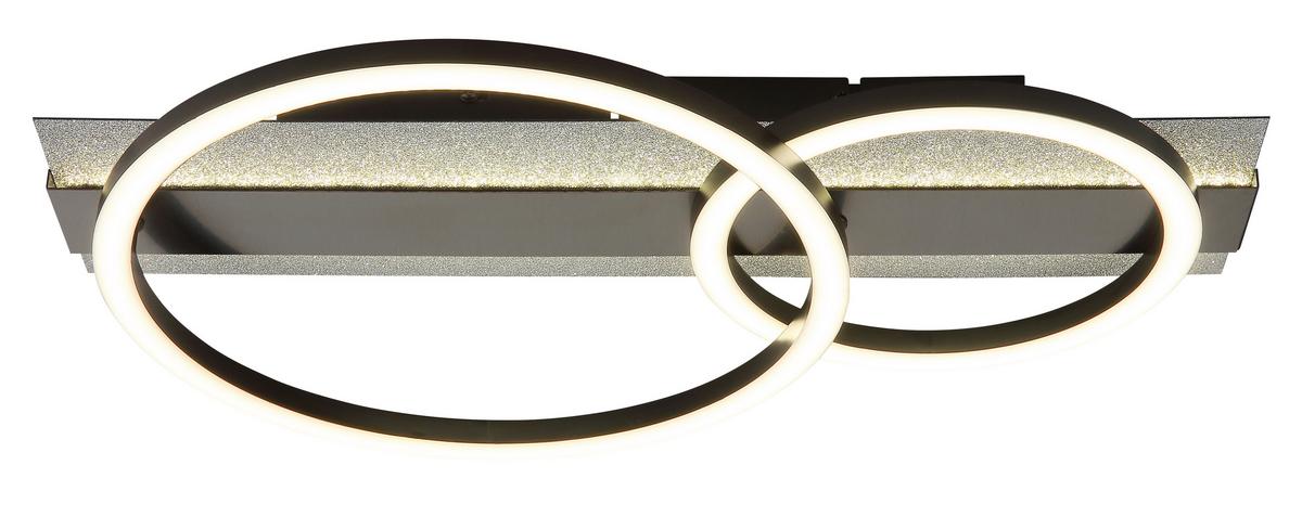 LED-Deckenleuchte 4000k, 30w - Silberfarben/Schwarzchrom, Design, Kunststoff/Metall (48,2/30/8,8cm) - Globo