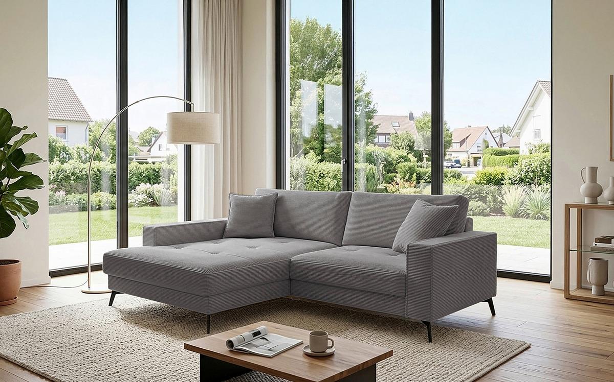 Ecksofa Ted Grau S: 174x228 Cm - Schwarz/Grau, Trend, Textil (174/228cm)