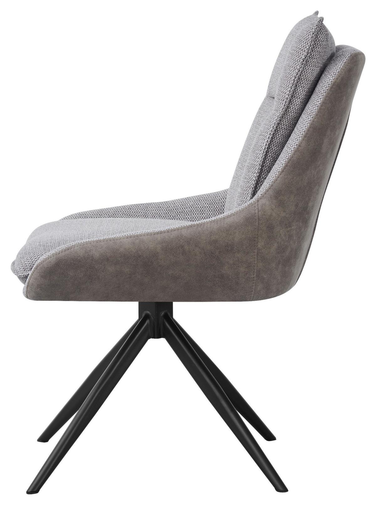 Armlehnstuhl Emilia Webstoff braun, B: 55cm - Schwarz/Braun, MODERN, Holz/Textil (55/88/65cm)