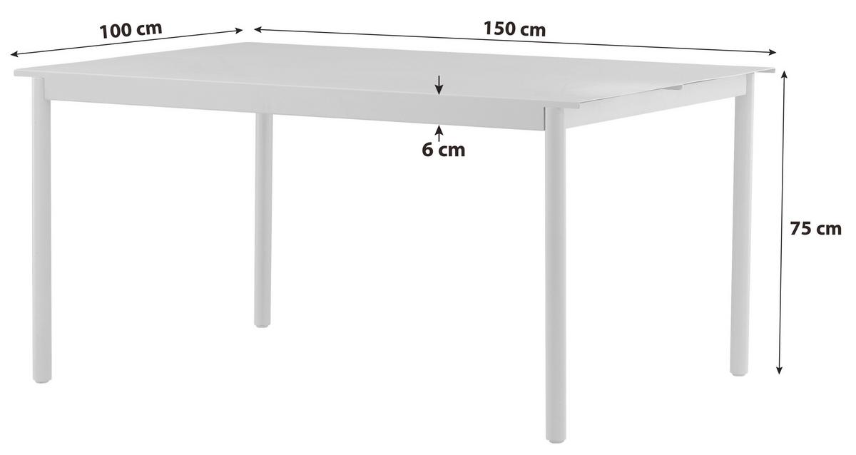 Gartentisch Modena Metall L 150 Cm - Weiß, KONVENTIONELL, Metall (150/100/75cm) - Gardenson