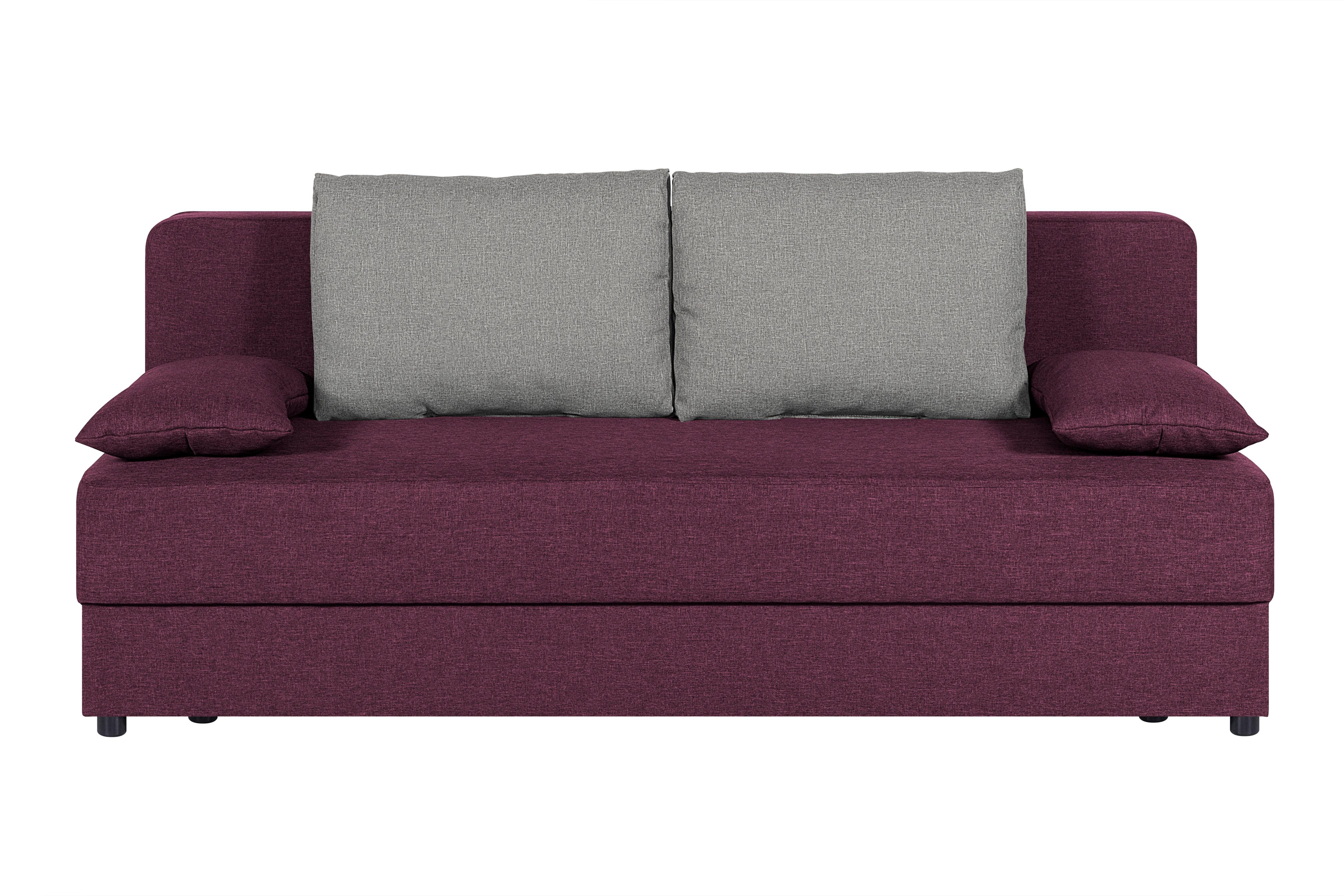 2-Sitzer-Sofa mit Schlaffunktion Nele Lila - Silberfarben/Lila, Design, Holzwerkstoff/Textil (193/82/80cm) - P & B