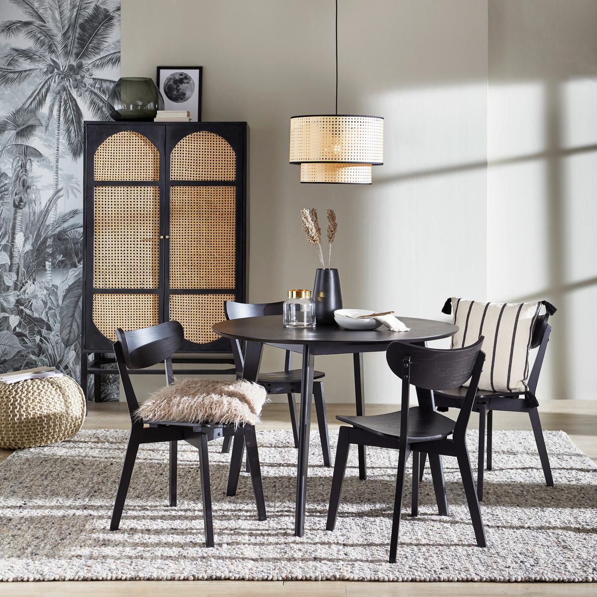 Esstisch Echtholz Roxby Ø 105 cm Schwarz - Schwarz, MODERN, Holz (105/105/76cm) - MID.YOU