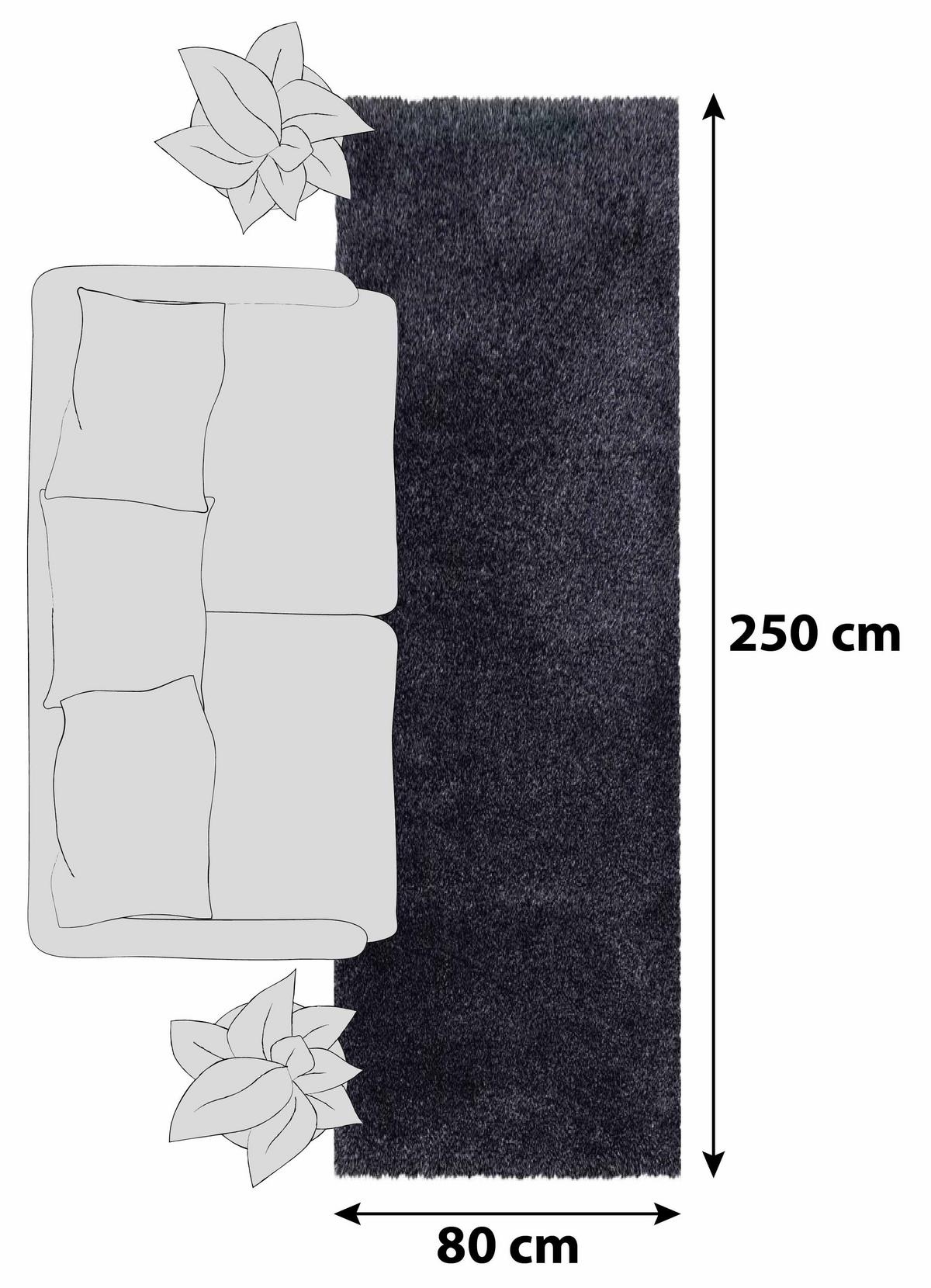 Hochflor Teppich Anthrazit Naturfaser Fluffy 80x250 Cm - Anthrazit, Basics, Textil (80/250cm)