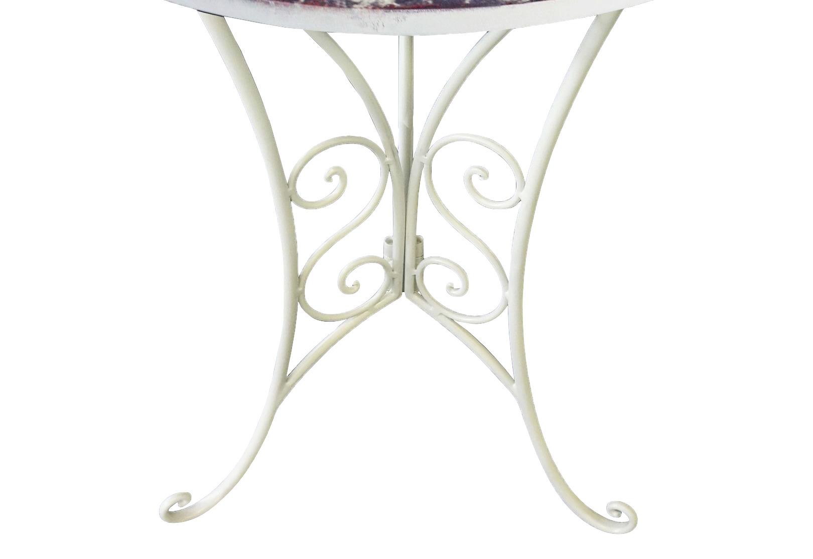 Gartenbeistelltisch Aus Eisen Ø Ca. 38 Cm Floral, Weiß - Weiß, MODERN, Metall (38/53cm)