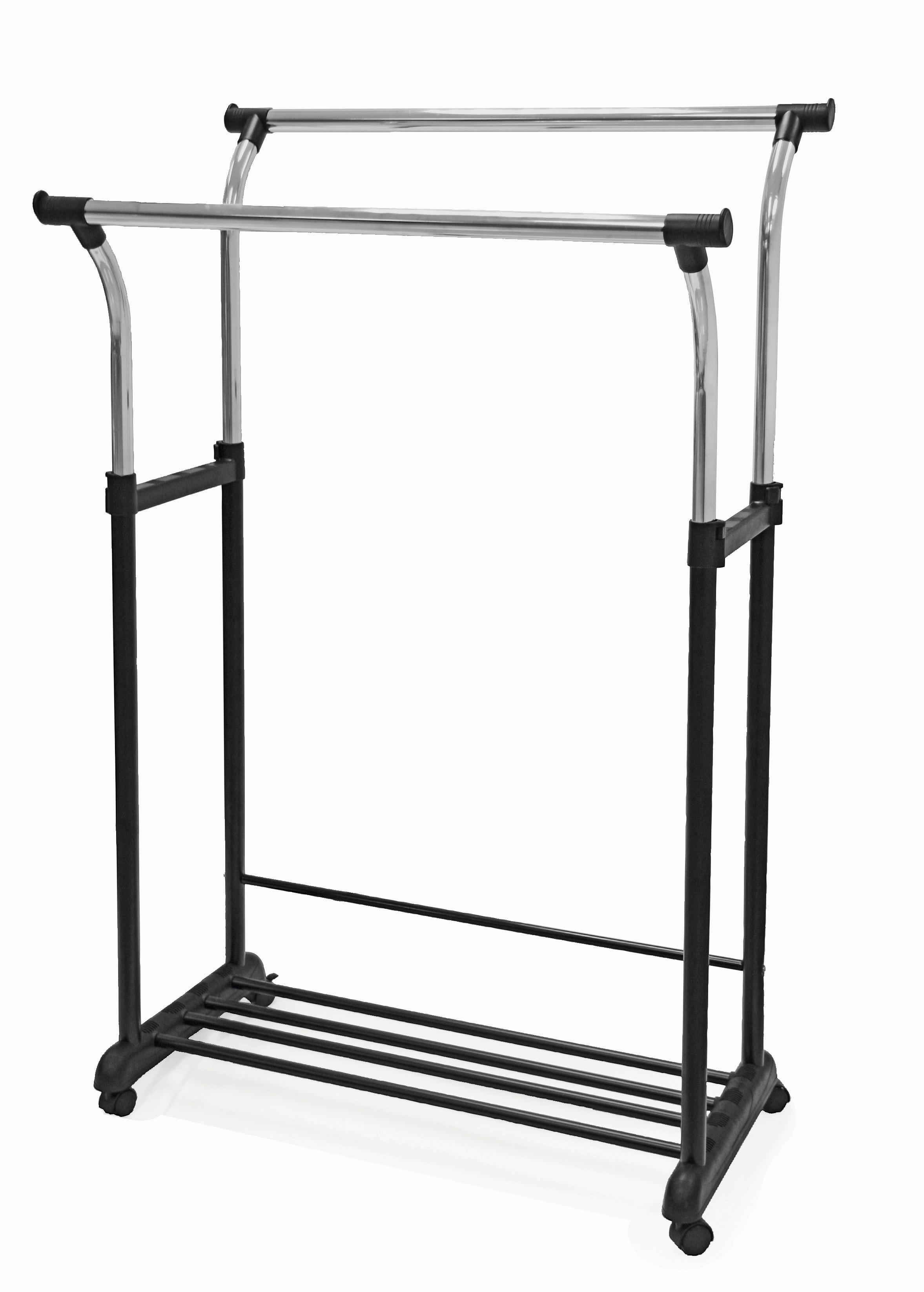 POJAZDNÝ STOJAN NA ODEVY SWING 2 -BP- - čierna/chrómová, Modern, kov/plast (83/104-167/58cm)