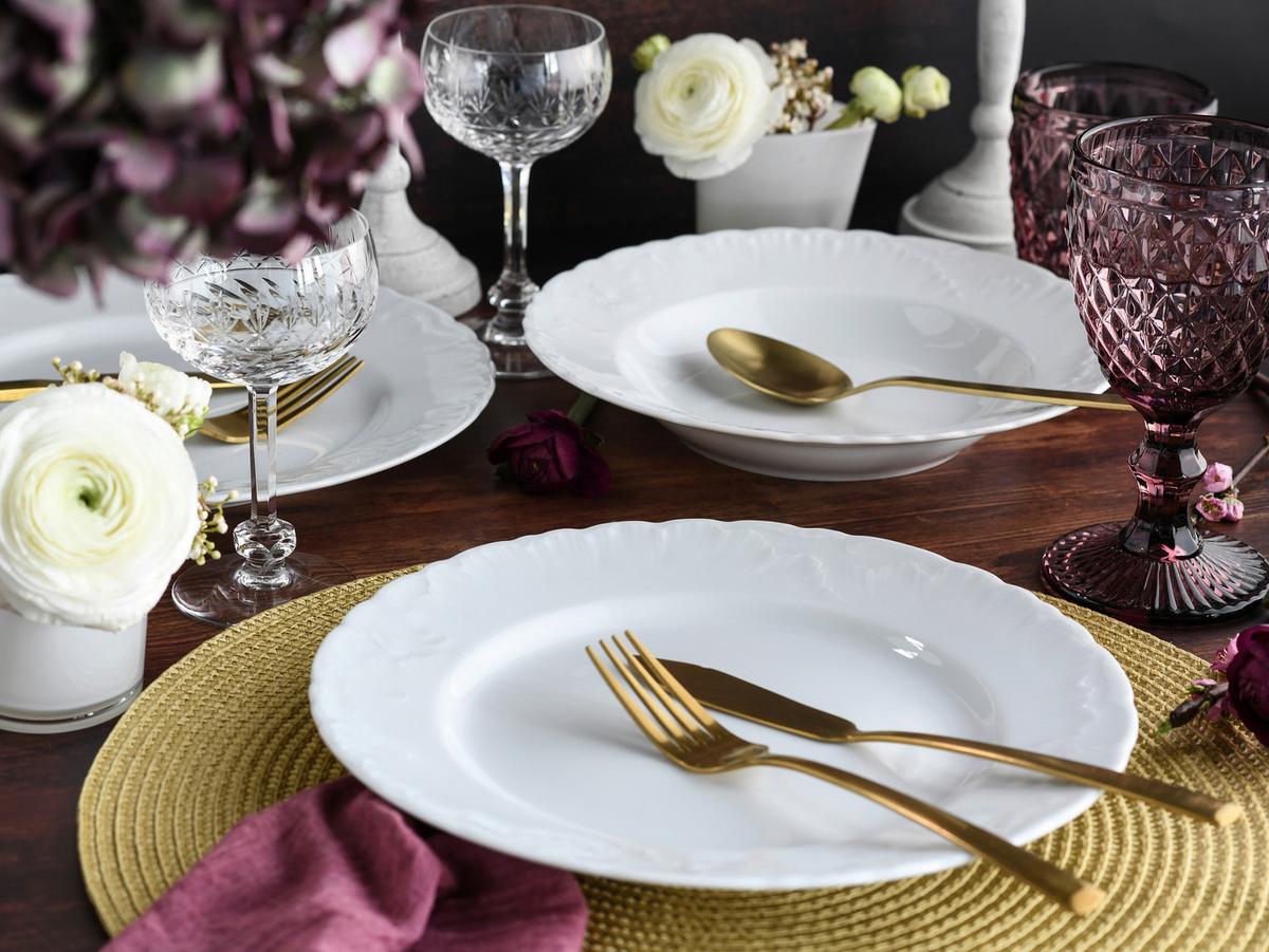 Tafelservice Rokoko Weiss Prozellan, 6 Pers., 12-teilig - Weiß, Basics, Keramik - Creatable