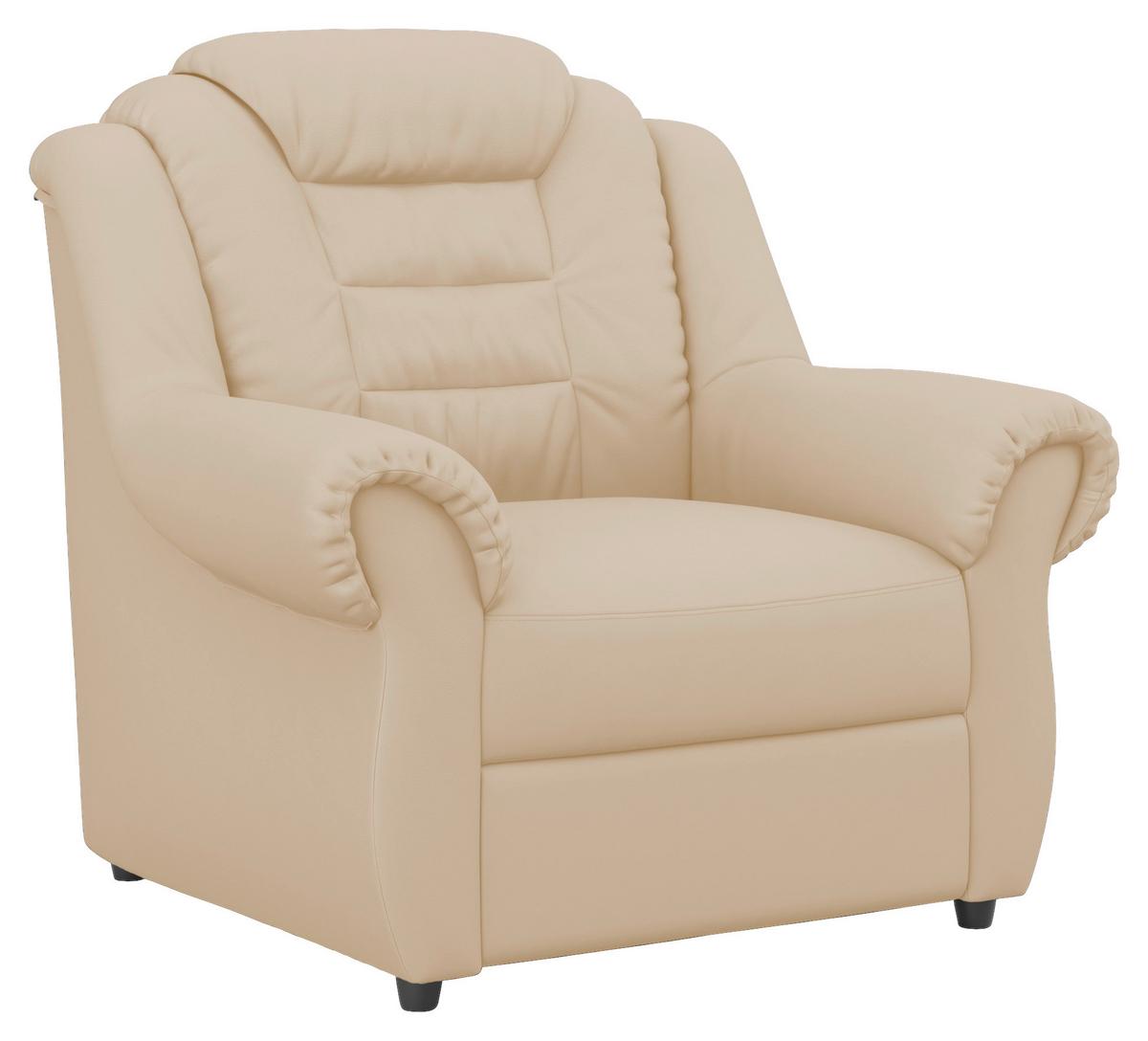 Polstersessel Boston Beige Lederlook - Beige/Schwarz, KONVENTIONELL, Textil (104/102/101cm) - Livetastic