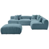 Ecksofa Bloom Blau Teddystoff - Blau, Trend, Textil (300/215cm) - Livetastic