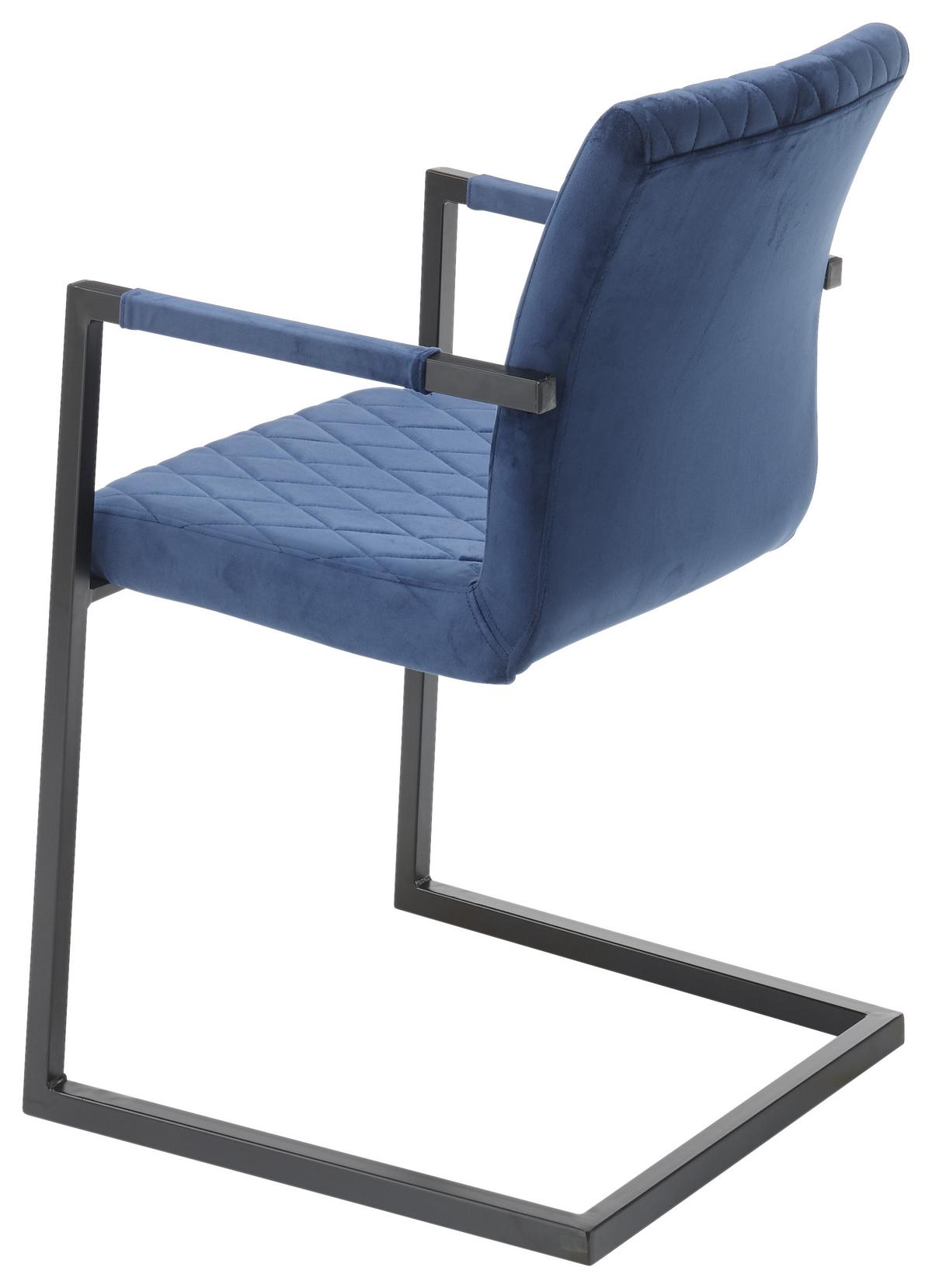 Schwingstuhl Kian Blau/schwarz Gepolstert - Blau/Schwarz, MODERN, Textil/Metall (54/86/63cm) - MID.YOU