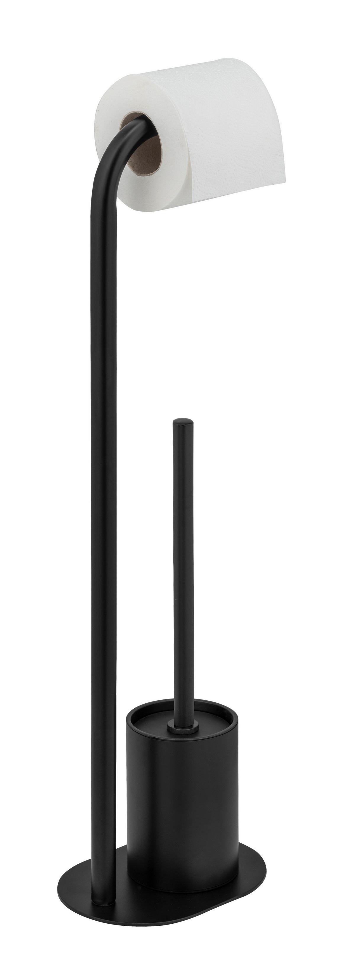 WC-Bürstengarnitur Levante Schwarz B: 23 cm - Schwarz, MODERN, Metall (23/63/17cm) - Wenko
