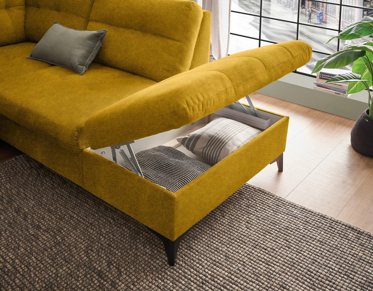 Wohnlandschaft Durban U Gelb U: 170/324/218 Cm - Gelb/Schwarz, KONVENTIONELL, Textil (170/324/218cm) - MID.YOU