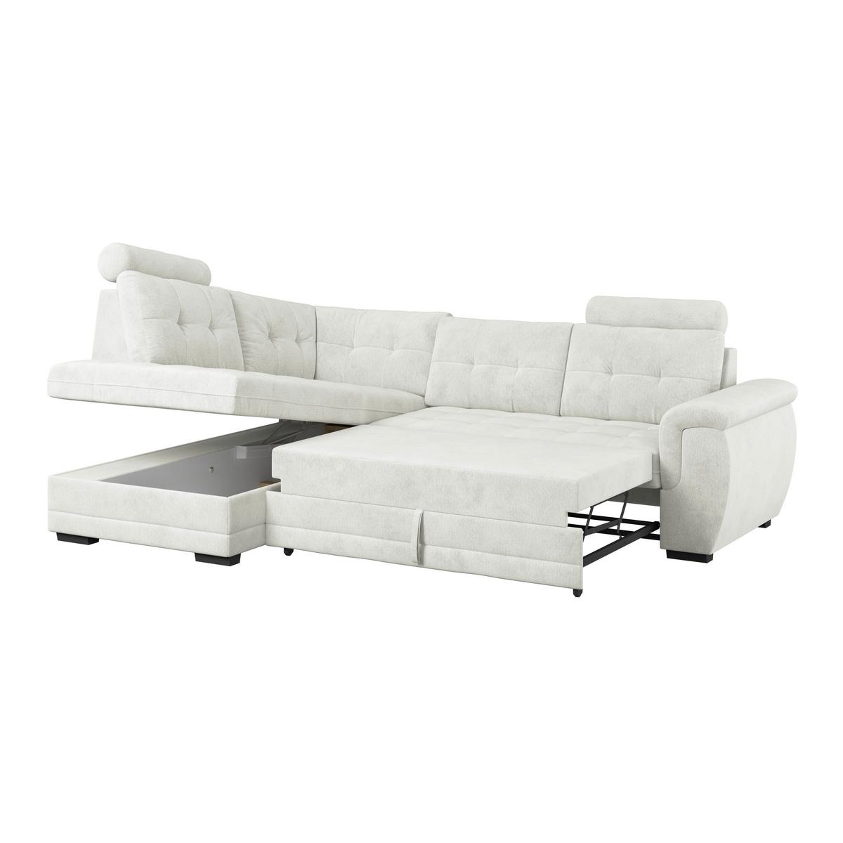 Ecksofa mit Schlaffunktion Falco new Creme 183x251 cm - Creme/Schwarz, KONVENTIONELL, Textil (183/251cm) - Ondega