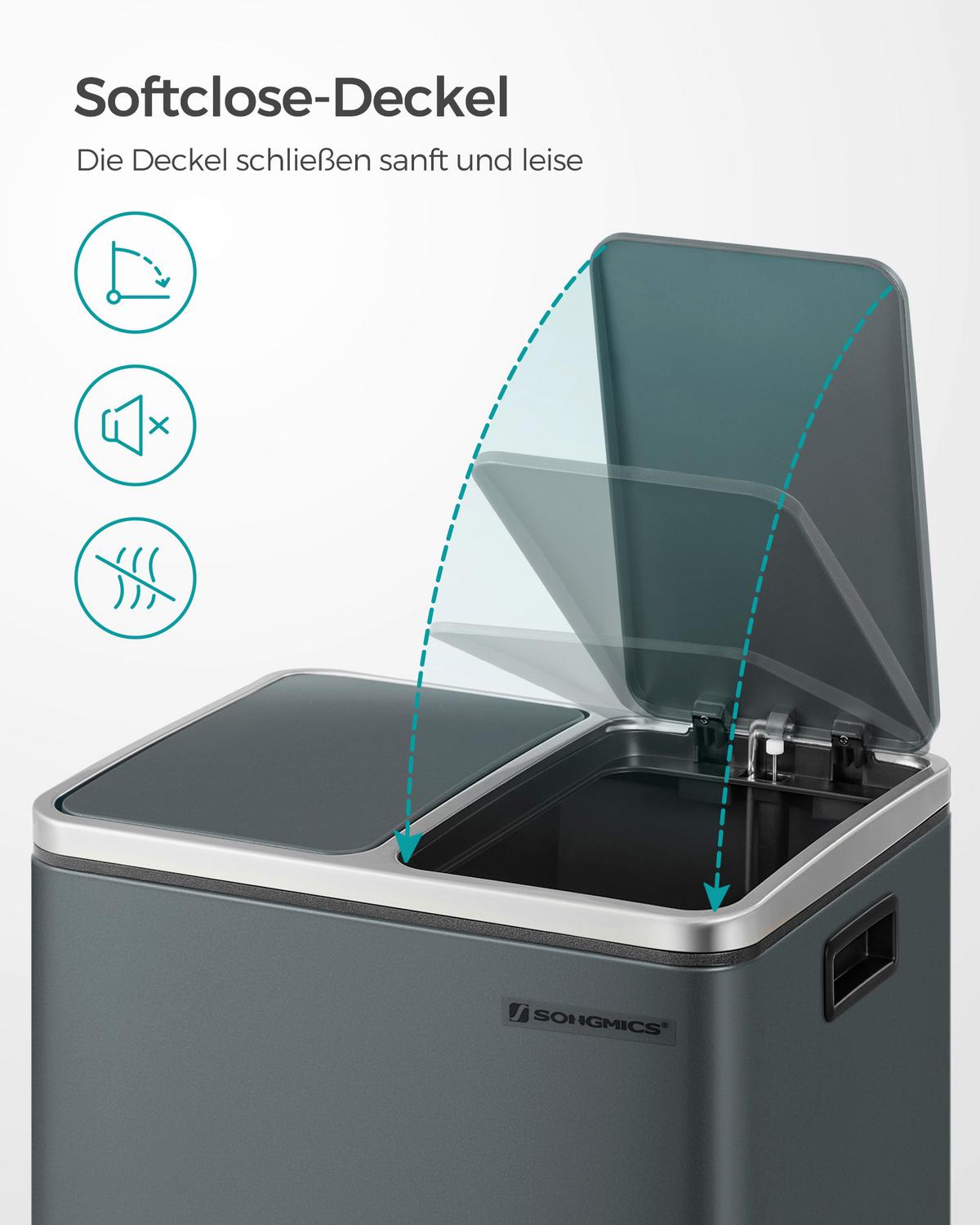 Abfallsammler Schwarz B: 41cm - Schwarz, Basics, Kunststoff/Metall (41/47/31,5cm)