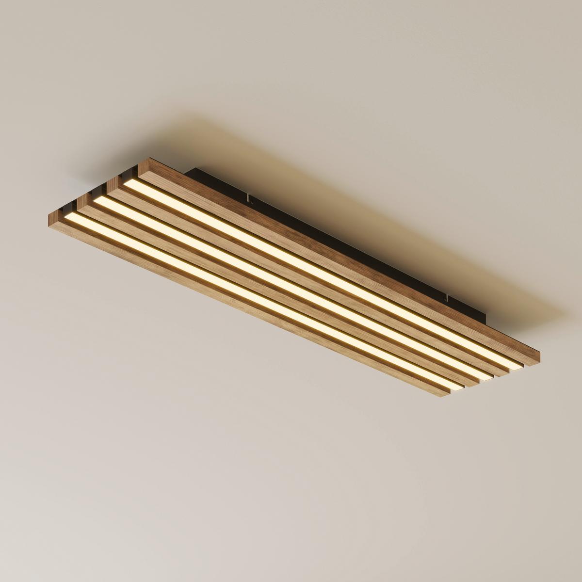 Led Mennyezeti Lámpa 67347d4 Hayden - sötétbarna/fekete, Natur, műanyag/faalapú anyag (80/20/5cm) - Globo