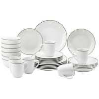 Kombiservice Levi Keramik 6 Personen Geschirr Set Weiß - Schwarz/Weiß, MODERN, Keramik - James Wood