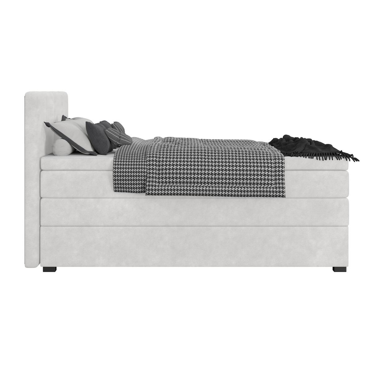 Boxspringbett mit Topper & Bettkasten 100x200 Lauro - Creme/Schwarz, Trend, Textil (100/200cm)