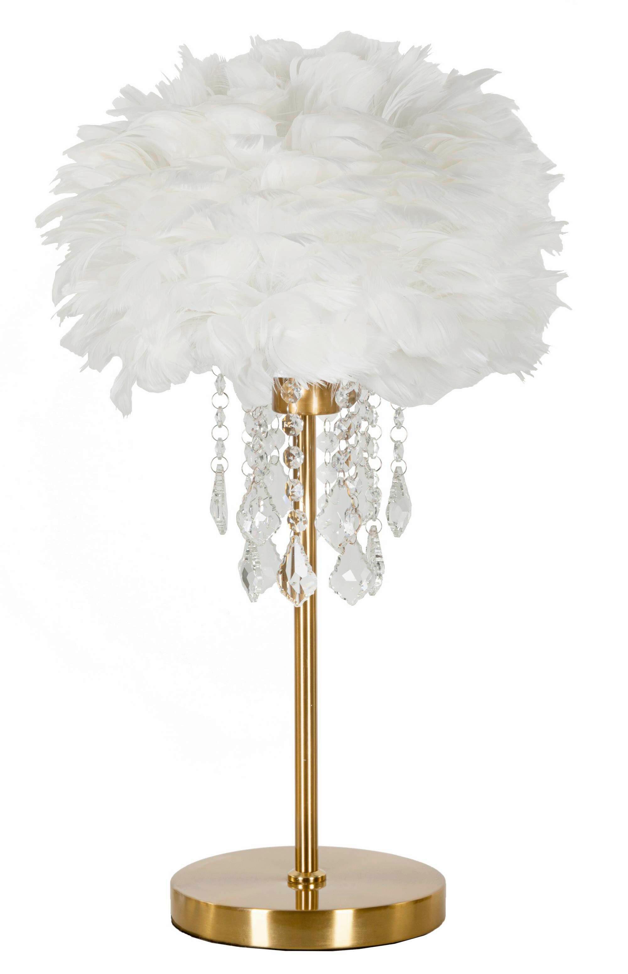 Tischleuchte Diamon Weiß, Goldfarben B: 30 cm - Goldfarben/Weiß, Basics, Kunststoff/Metall (30/55/30cm)