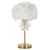 Tischleuchte Diamon Weiß, Goldfarben B: 30 cm - Goldfarben/Weiß, Basics, Kunststoff/Metall (30/55/30cm)