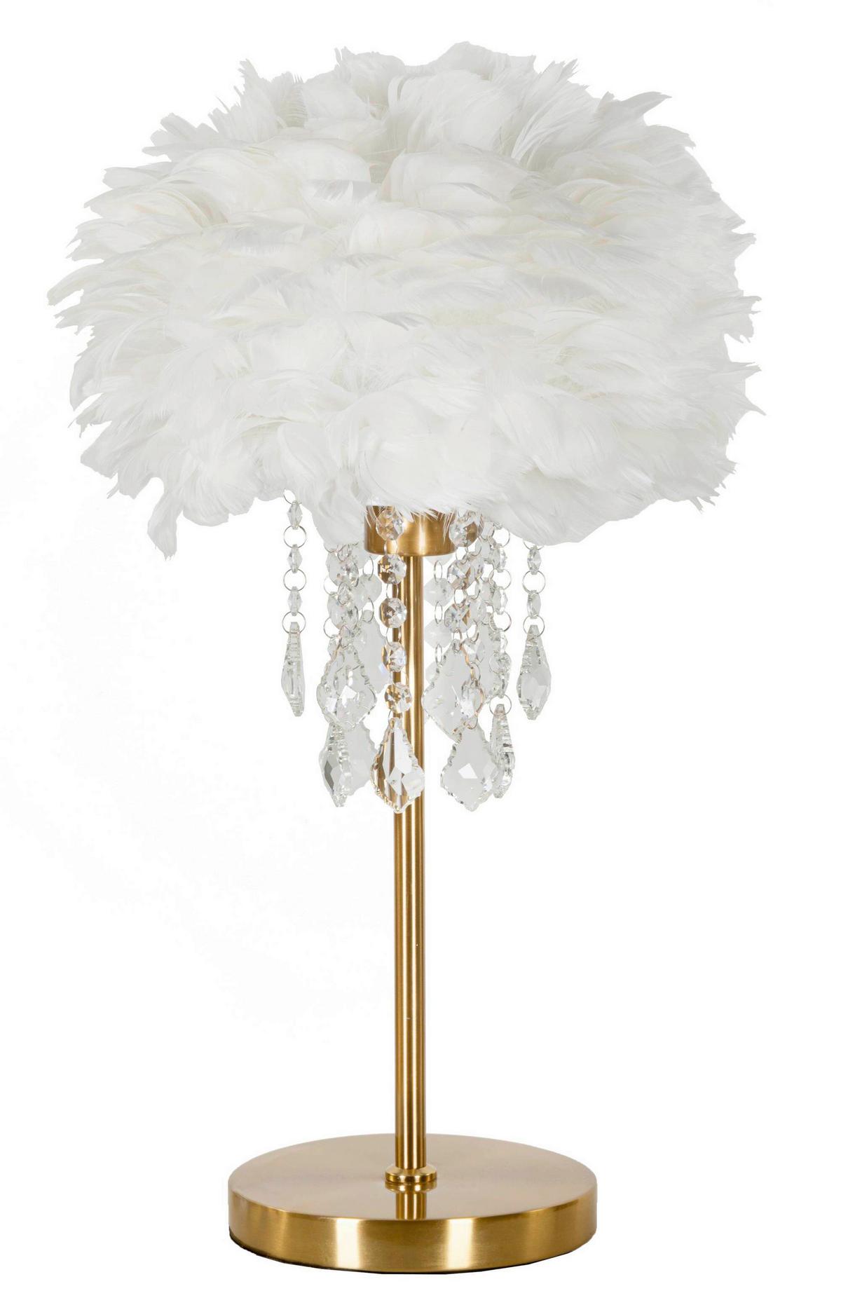 Tischleuchte Diamon Weiß, Goldfarben B: 30 cm - Goldfarben/Weiß, Basics, Kunststoff/Metall (30/55/30cm)
