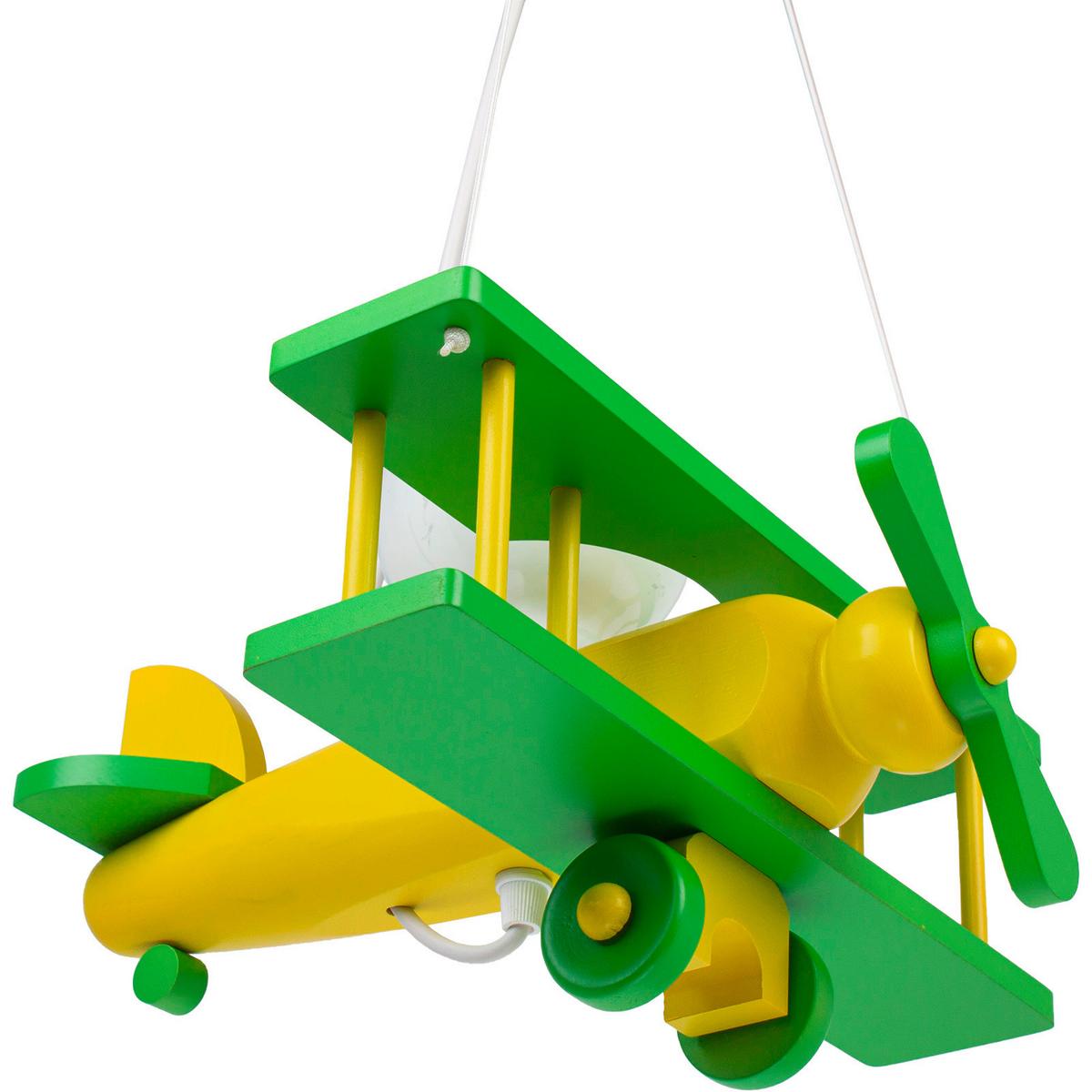 Kinderhängeleuchte 1041024 Flugzeug - Grün, KONVENTIONELL, Holz (29/31/75cm)