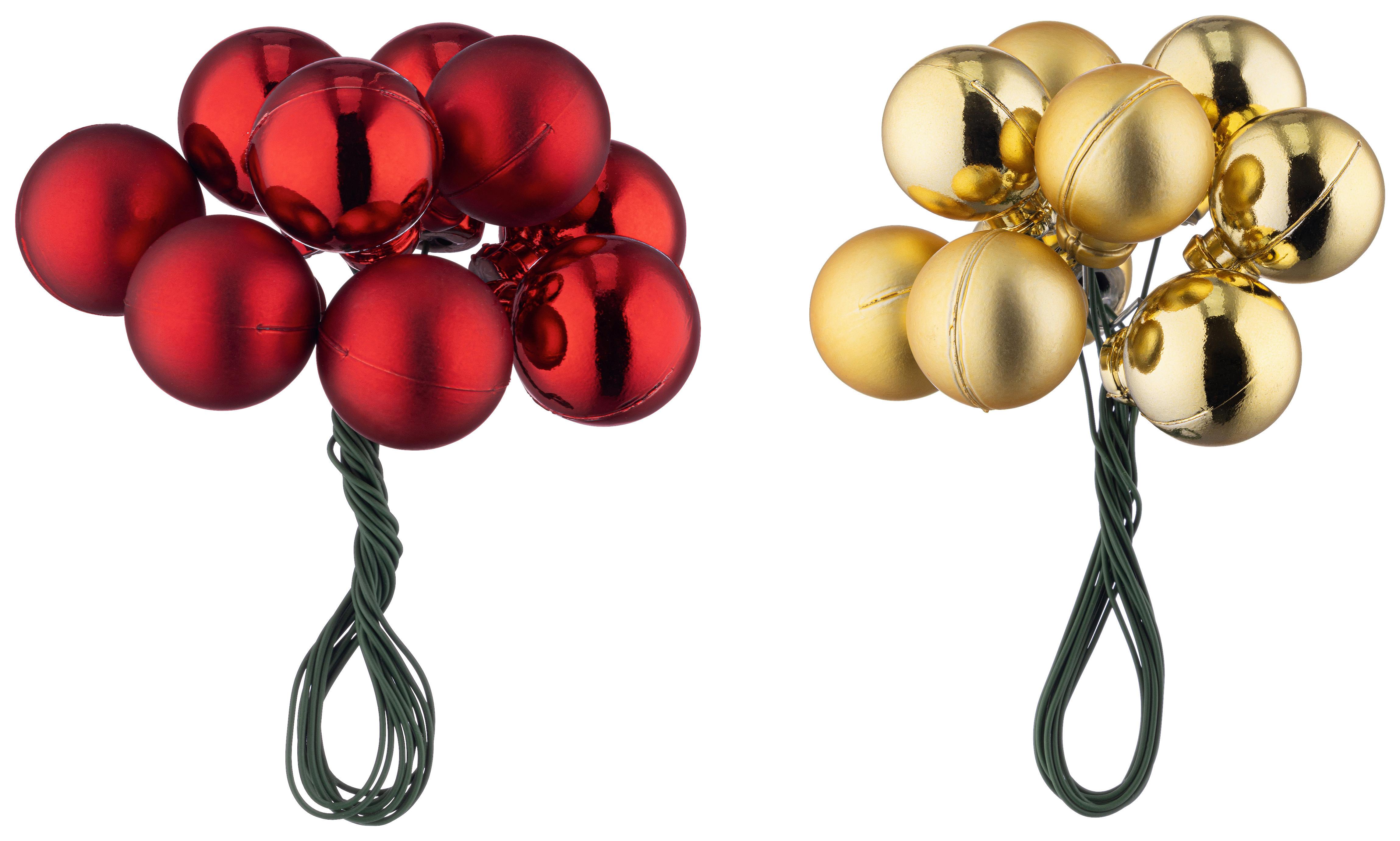 CHRISTBAUMKUGEL Neli, Rot/Goldfarben - Rot/Goldfarben, KONVENTIONELL, Kunststoff/Metall (2cm) - Luca Bessoni