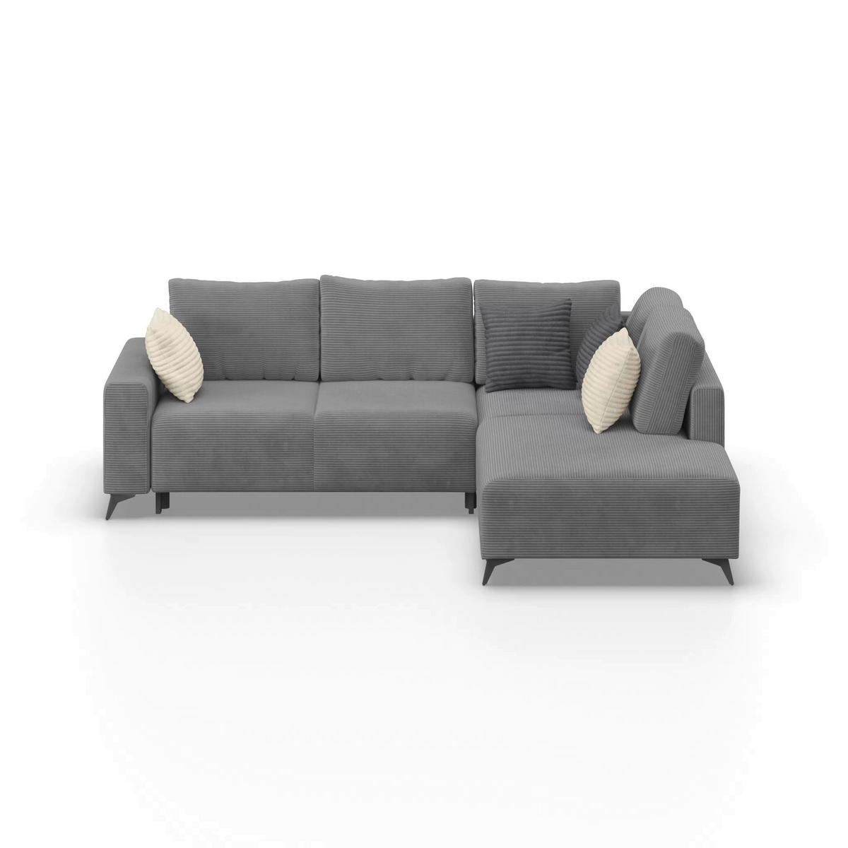 Ecksofa Mit Schlaffunktion Lincoln Grau Cord 270x212 Cm - Schwarz/Grau, MODERN, Textil (270/212cm)