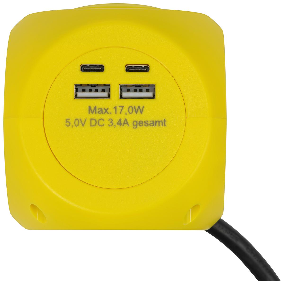 Multistecker Nua - Gelb, Basics, Kunststoff/Metall (7,9/7,9/8,3cm) - Ondega