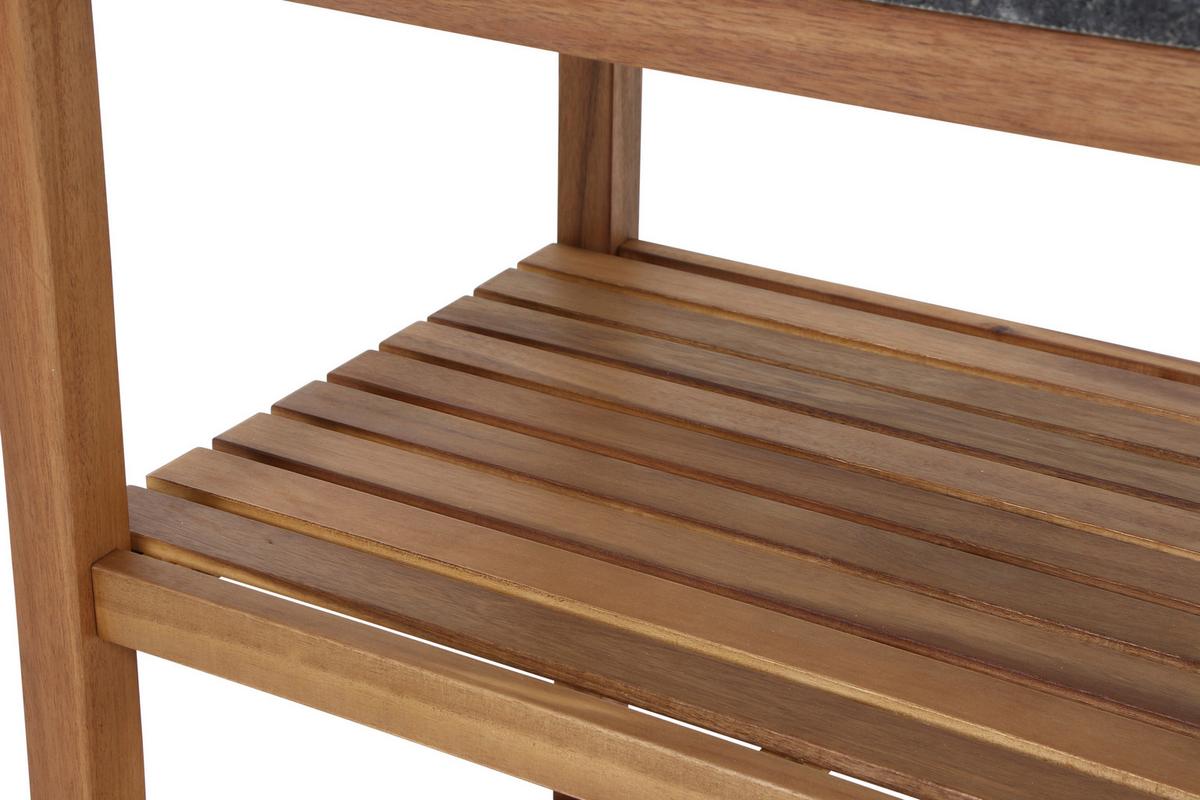 Outdoorküche L19598 - Schwarz/Akaziefarben, MODERN, Holz/Stein (75/87/52cm) - Siena Garden