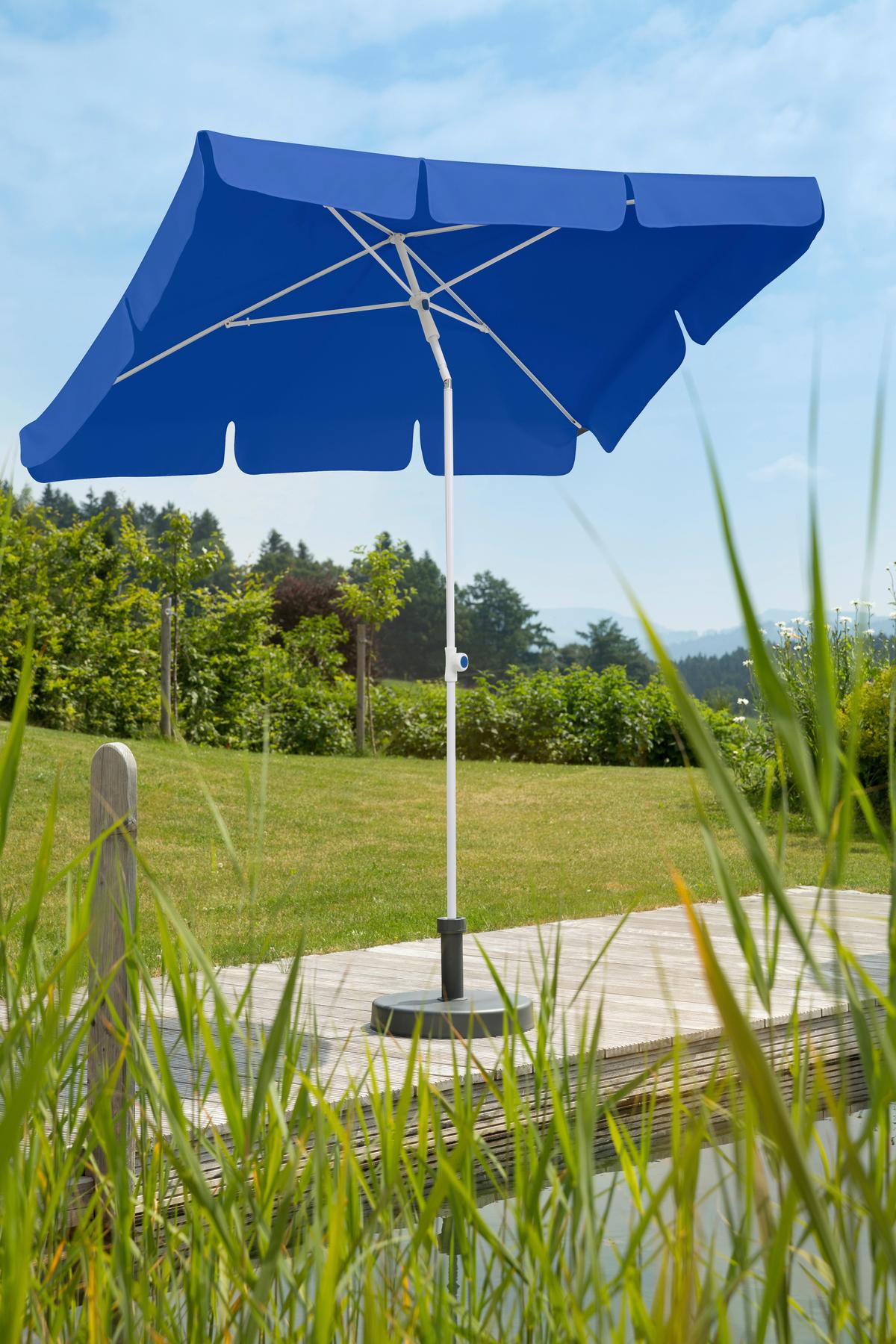 Sonnenschirm Ibiza BxHxT: 120x225x180 cm Blau - Blau/Weiß, Basics, Textil/Metall (120/225/180cm) - Schneider