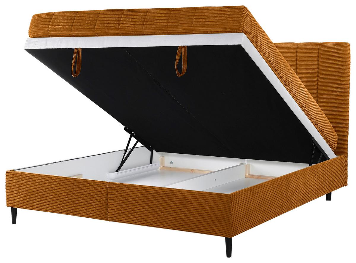 Polsterbett mit Lattenrost Mia Kupferfarben 180x200 cm - Creme/Schwarz, LIFESTYLE, Holz/Holzwerkstoff (180/200cm) - Livetastic