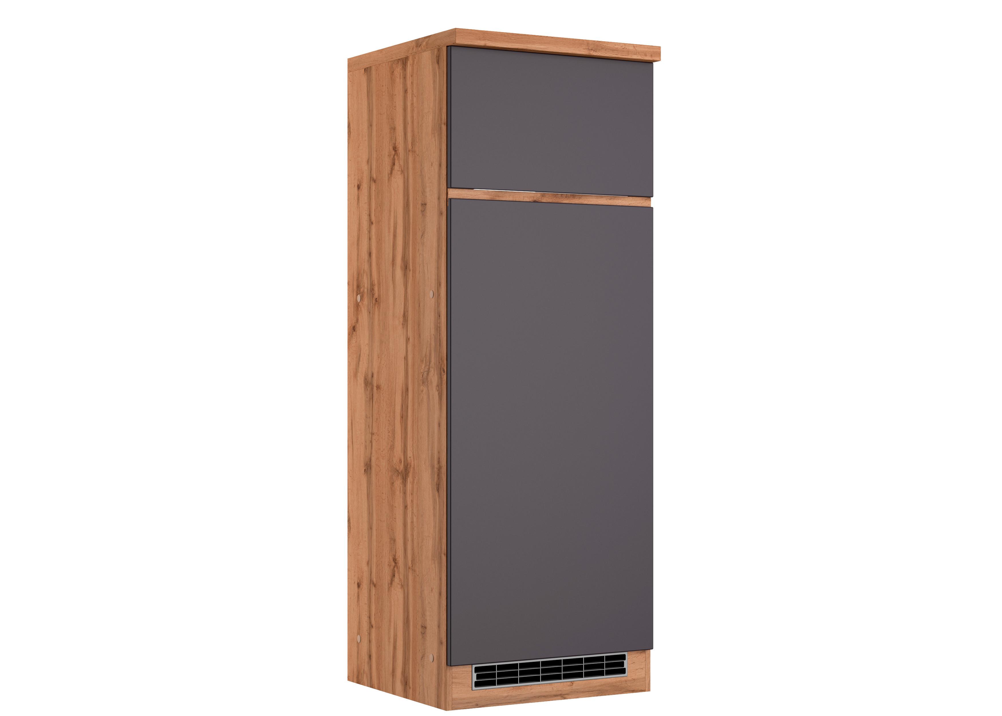 Kühl-Gefrier-Umbauschrank TURIN in Eiche Dekor & Graphit ohne Griffe