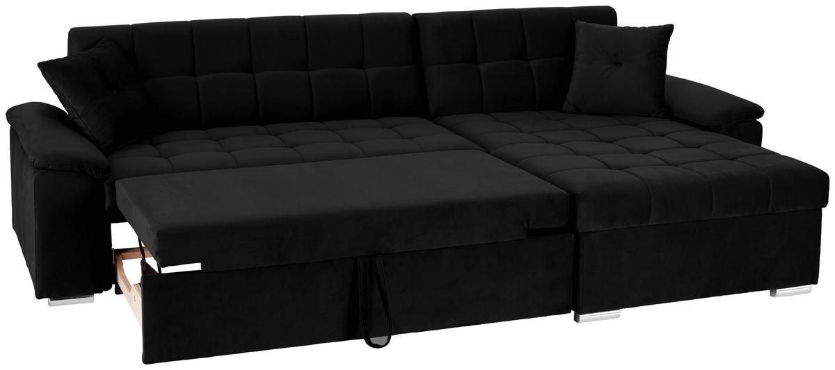 Ecksofa Bali Schwarz, 257cx167cm - Schwarz, Trend, Textil (257/167cm) - Livetastic