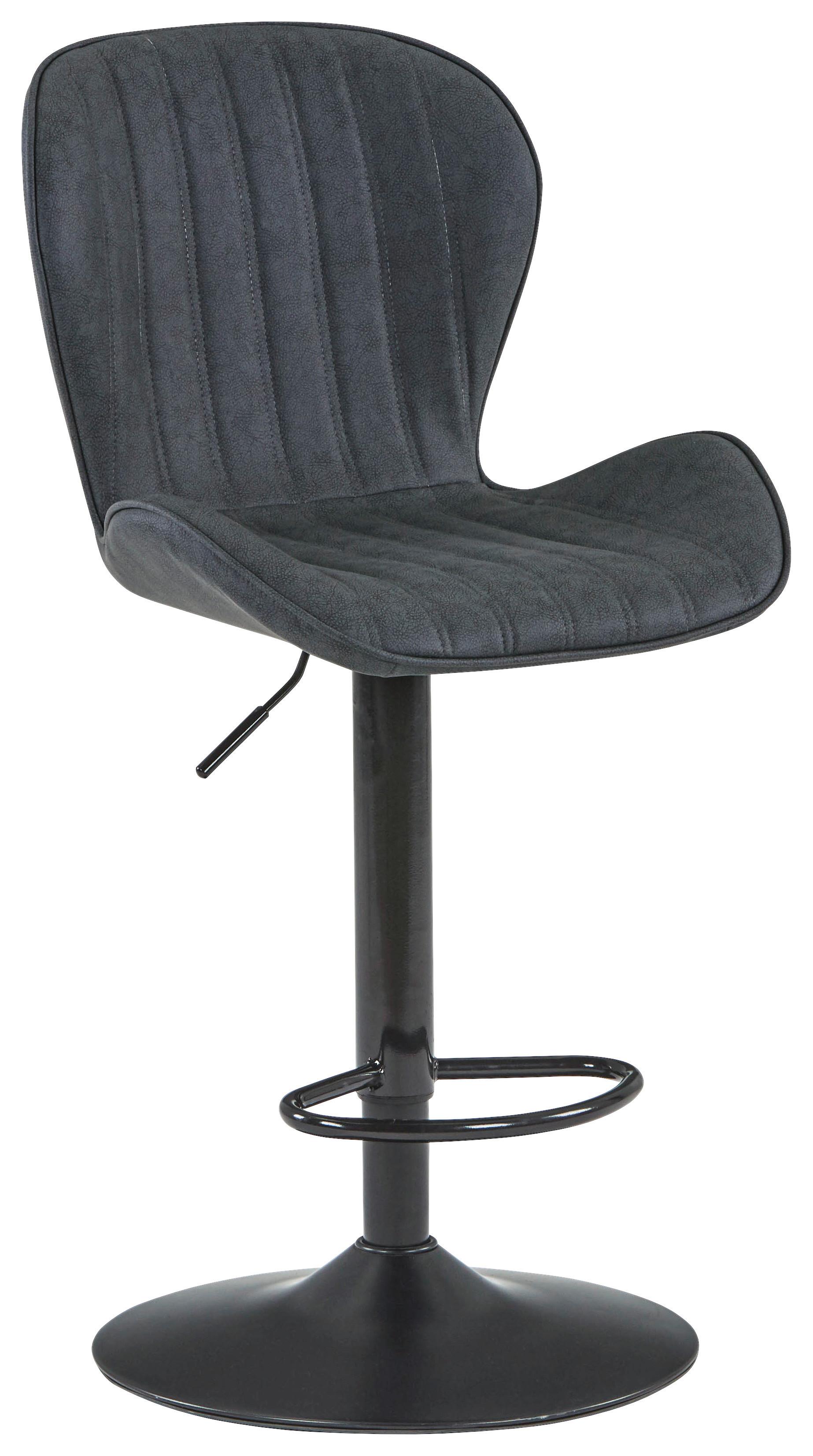 Barová Židle Klaus - šedá/černá, Moderní, kov/textil (48/94-114/53cm)