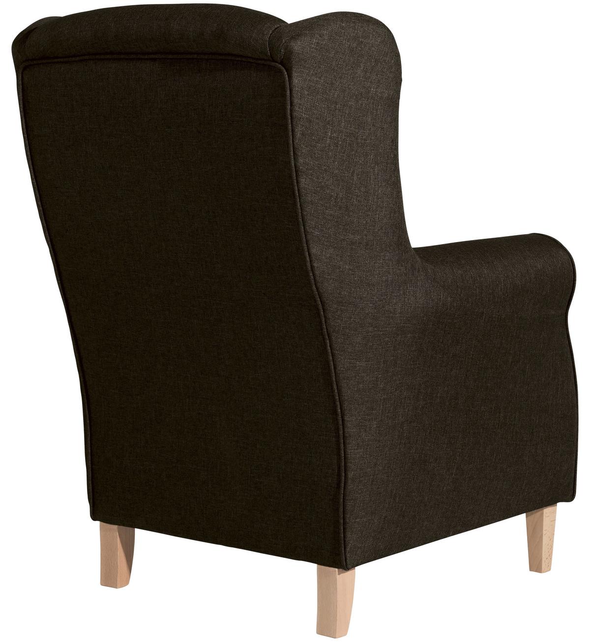 Ohrensessel mit Armlehnen Lorris Flachgewebe Braun - Buchefarben/Braun, Design, Textil (77/103/86cm) - Max Winzer