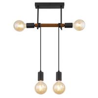 Deckenleuchte L: 39 cm 4-Flammig - Schwarz/Braun, Basics, Holz/Metall (39/6/100cm) - Globo