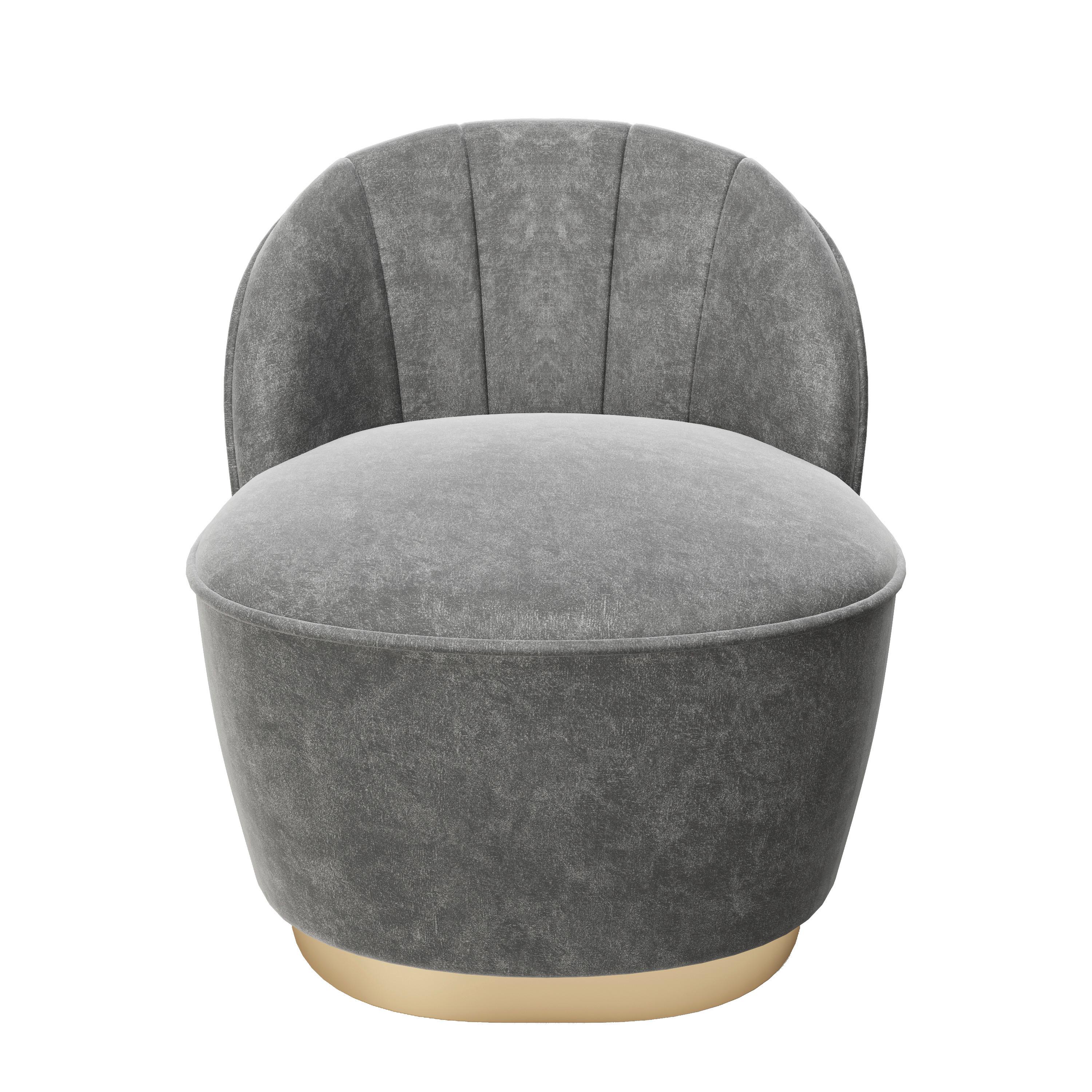 Playboy Polstersessel Stella Vintage-Look Samt Anthrazit