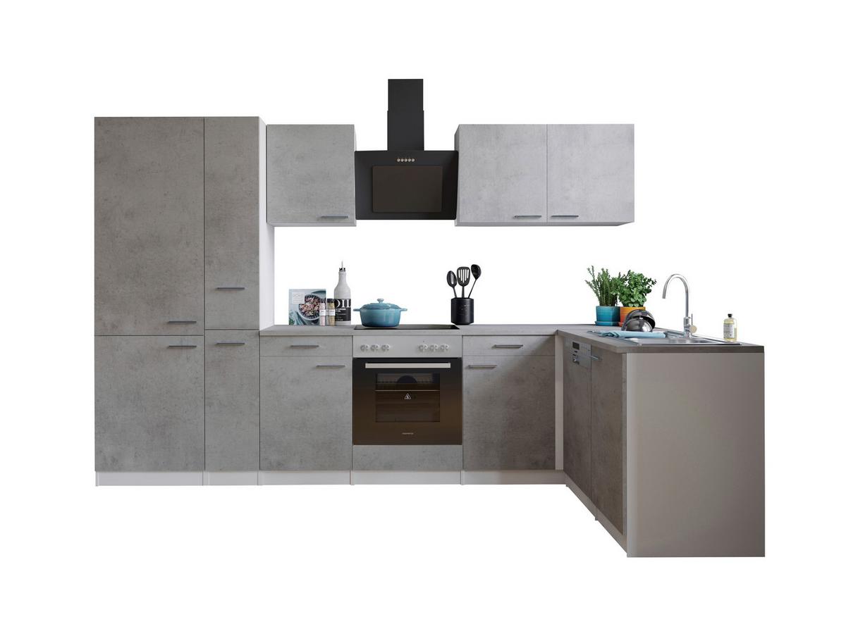 Eckküche Malia 310x172 Cm Grau, Mit Geräte - Weiß/Grau, Basics, Holzwerkstoff (310/172cm) - Respekta