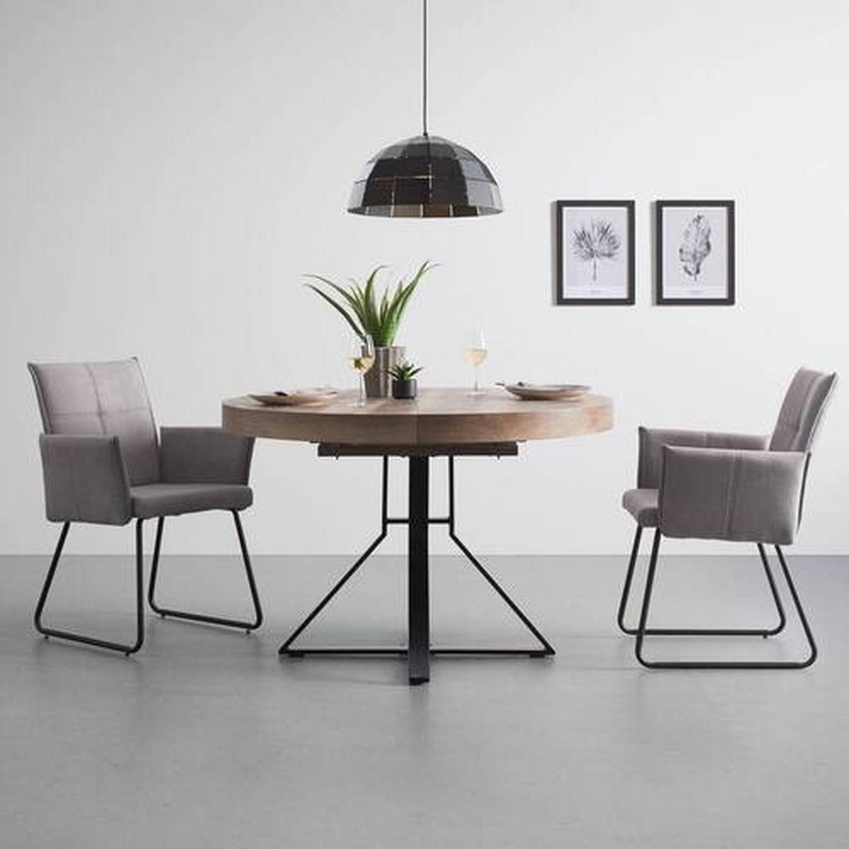 Rozkládací jídelní stůl LOUNA 120-160 cm - černá/barvy dubu, Moderní, kov (120-160/120/76cm) - Bessagi Home